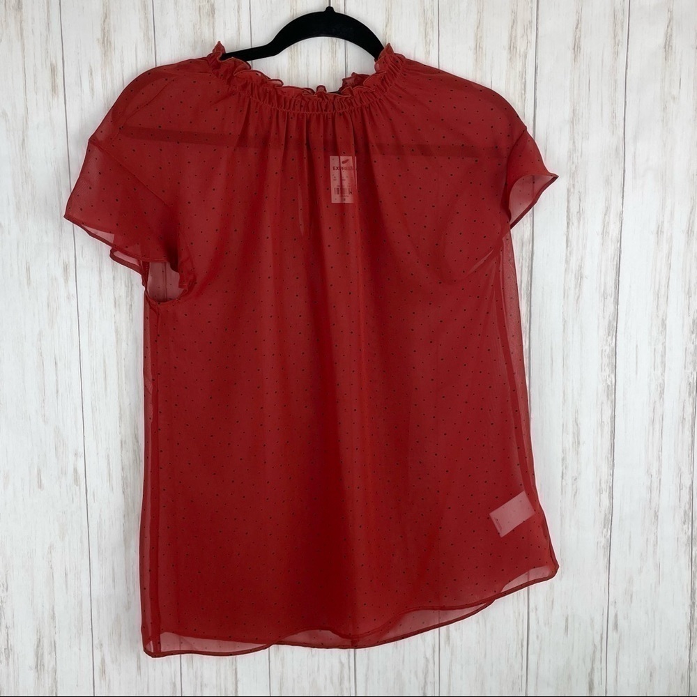 Express NWT rust polka dot blouse